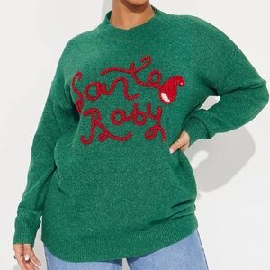 Fashion Nova Green 'Santa Baby' Sweater